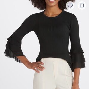 Design History Sweater Ethelda Ruffle Bell Sleeve Sweater XL EXC